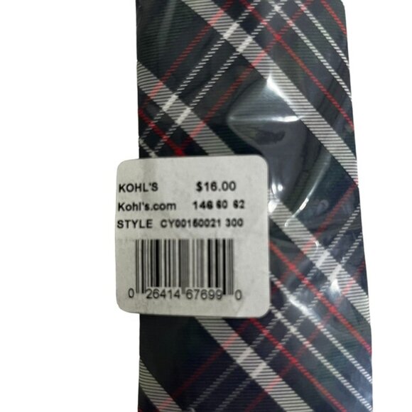 Kohls clip on tie boys blue green red plaid - Picture 4 of 6